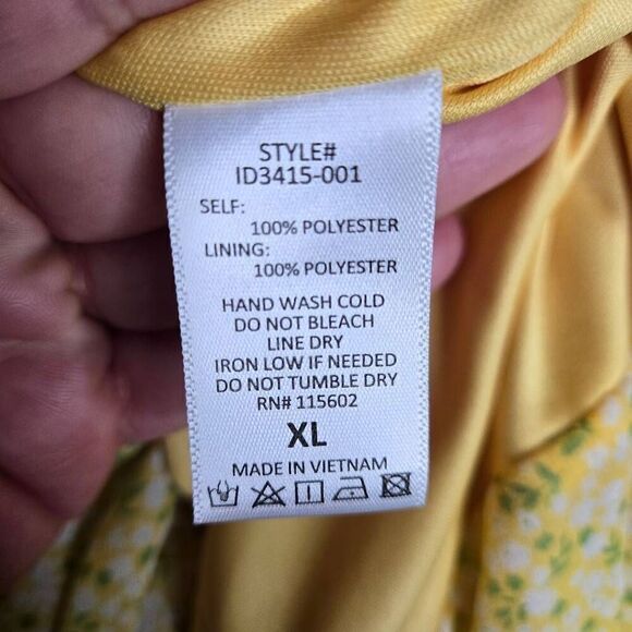 All In Favor Yellow Floral Sasha Ruched Mini Dress Size XL - Picture 9 of 9